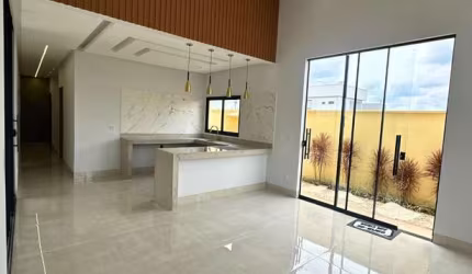 Casa moderna com 3 suítes plenas e pé direito duplo em condomínio, 304m² de terr