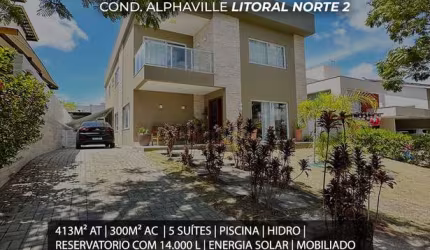 ALPHAVILLE LITORAL NORTE 2 - Casa a Venda no Alphaville Litoral Norte 2. 4 Suítes, energia solar e porteira fechada