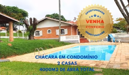 Chácara em Condomínio com 4000m2 com 2 casas - Atibaia-SP, Bairro Condomínio Horto do Ivan.