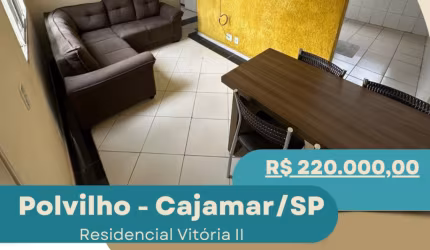 Apto para venda, 220 mil, 2 dorms, 43m², 4° andar, 1 vaga, Polvilho, Cajamar/SP.