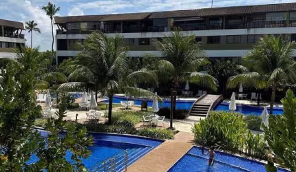 Flat à venda com 60m²,  com mobília, Varanda gourmet, Sala, com vista para as Piscinas,  Muro Alto,