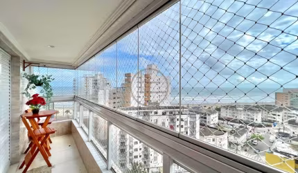 Apartamento Mobiliado com Sacada Gourmet Vista Mar e Lazer Completo