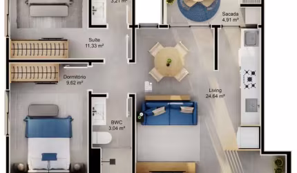 Apartamento com 2 quartos à venda na Servidão Natalina Machado, --, Cacupé, Florianópolis por R$ 973.004