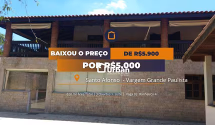 Casa com 3 dormitórios para alugar, 369 m² por R$ 5.000,00/mês - Santo Afonso - Vargem Grande Paulista/SP