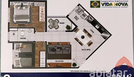 Cota de Apartamento de 50m2 com 2 Dormitórios - Grupo 19 - Cooperativa Vida Nova