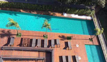 Apartamento 75m², 01 dormitório, 01 banheiro e 01 vaga na garagem.  Condomínio com portaria, segurança 24hrs, piscina, sauna, lavanderia