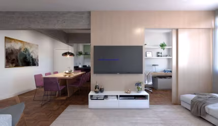 Apartamento 107m², 02 dormitórios (sendo 01 suíte), 03 banheiros e 01 vaga na garragem.  Condomínio com portaria e segurança 24hrs.