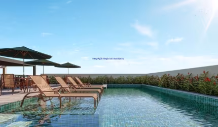 Apartamento 36m², 02 dormitórios e 01 banheiro.  Condomínio com segurança e portaria, piscina, academia, salão de festas, salão de jogos e playground