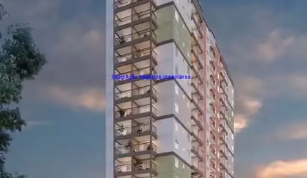 Apartamento  33,64m²,  0 dormitório e 01 banheiro; ( Fotos ilustrativas).  Condomínio com Segurança e Portaria, Piscina, academia, salão de jogos