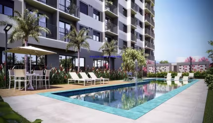 Apartamento Studio MOBILIADO 27m², 01 dormitório e 01 banheiro.  Condomínio com Segurança, Portaria, Churrasqueira, Coworking, Salão de festas