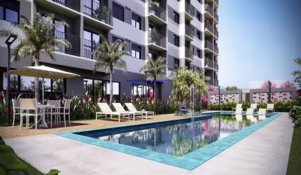 Apartamento Studio MOBILIADO 27m², 01 dormitório e 01 banheiro.  Condomínio com Segurança, Portaria, Churrasqueira, Coworking, Salão de festas