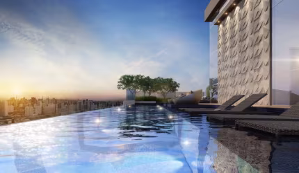 Apartamento 38m², 01 dormitório e 01 banheiro. (Fotos ilustrativas).  Condomínio com portaria, segurança, piscina e academia.  Excelente localização,