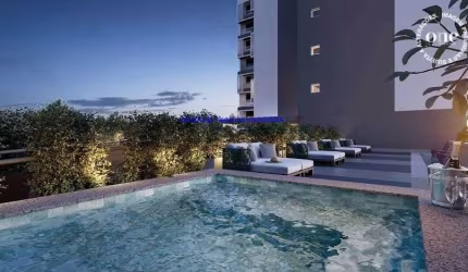 Apartamento 34m², 01 dormitório e 01 banheiro; ( Fotos ilustrativas, entrega prevista para Julho/2026).  Condomínio com portaria, segurança, piscina