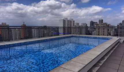 Apartamento MOBILIADO 38m², 01 dormitório, 01 banheiro e 01 vaga de garagem.  Condomínio com portaria 24hrs, Churrasqueira, Sauna