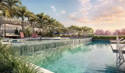 Apartamento 74m², 02 dormitórios (sendo suítes) e  03 banheiros; (fotos ilustrativa, entrega prevista para Setembro 2028).  Condomínio com segurança,