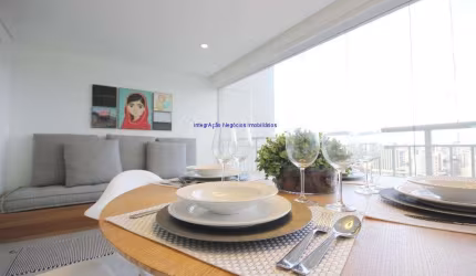 Apartamento 57m², 01 dormitório (sendo suíte), 01 banheiro e 01 vaga na garagem.  Condomínio com portaria, segurança 24hrs, piscina, piscina infantil,