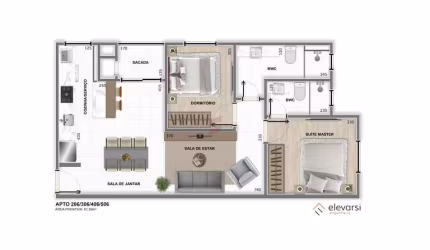 Apartamento com 1 quarto à venda na Rua Bom Jesus, 150, Weissópolis, Pinhais, 71 m2 por R$ 328.000