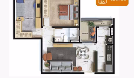 Apartamento para Venda em Jundiaí, Jardim do Lago, 2 dormitórios, 1 banheiro, 1 vaga