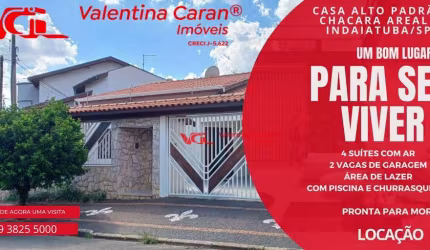 Casa com 4 dormitórios para alugar, 260 m² por R$ 8.445,00/mês - Chácara Areal - Indaiatuba/SP