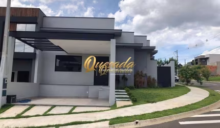 Casa térrea nova de esquina, à venda, 3 suítes, Condomínio Vila Rica, Indaiatuba.
