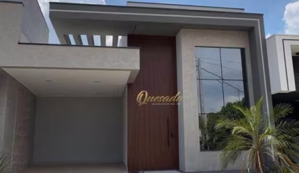 Casa térrea nova, à venda, 3 suítes, planejados, no condomínio Park Gran Reserve, Indaiatuba.