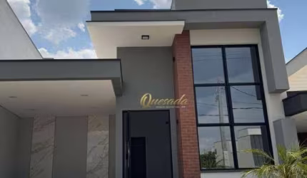 Casa térrea nova, à venda, 3 suítes, planejados, no condomínio Park Gran Reserve, Indaiatuba.