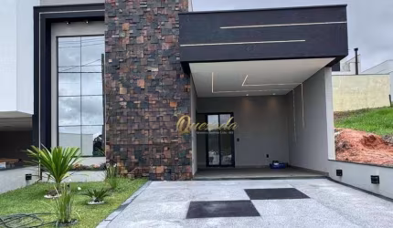 Casa térrea nova, à venda, 3 quartos, 1 suíte, quintal, Condomínio Gran Reserve, Indaiatuba.