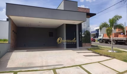 Casa térrea nova à venda, 2 suítes, piscina, escritório, Condomínio Gran Reserve, Indaiatuba.