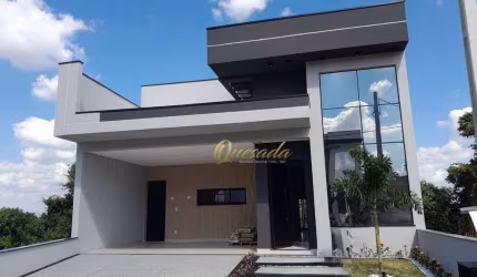 Casa assobradada nova à venda, 4 suítes, piscina, planejados, Condomínio Gran Reserve, Indaiatuba.