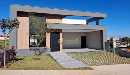 Casa térrea nova à venda, 3 suítes, piscina, escritório, Condomínio Villa Sapezal, Indaiatuba.
