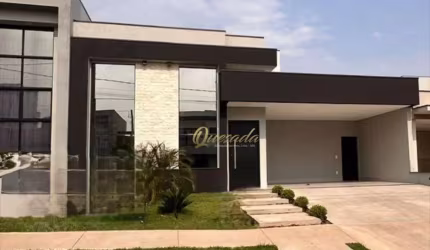 Casa térrea nova, à venda, 3 suítes, escritório, planejados, piscina, Residencial Milano, Indaiatuba.