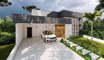 Casa térrea em construção, à venda, 3 suítes, piscina, planejados, Condomínio Maria Cândida, Indaiatuba.