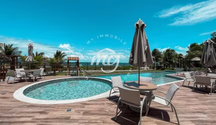 Itacimirim| Village Pé na Areia| Térreo| 72m²| 2 Suítes| 1 Vaga| Área Gourmet| Mobiliado