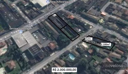 1 lote com 1.100m² Totais com excelente potencial construtivo atrás da Servopa Volkswagen Paranaguá, á venda – José Veloso Imóve