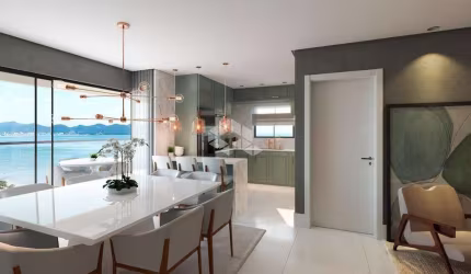 Apartamento mobiliado e decorado com 3 suites e vista mar no pereque em Porto belo SC