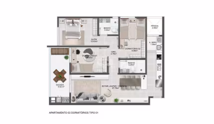 Apartamento 3 dormitórios em Abraão, Florianópolis-SC