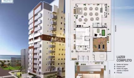 APARTAMENTO 02 DORMS. (01 suite) 01 VAGA, 50 METROS DA PRAIA. MARACANÃ, PRAIA GRANDE SP.