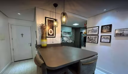 Apartamento semimobiliado, 2 dormitórios,  sala estar jantar com sacada integrada, cozinha planejada , churrasqueira, vaga de estacionamento
