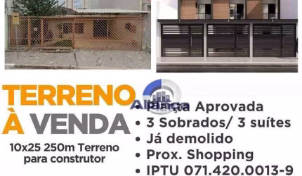 Terreno à Venda para 3 Sobrados, com 3 dormitórios de 125m² (planta aprovada) por R$ 690.000 - Imirim - São Paulo/SP