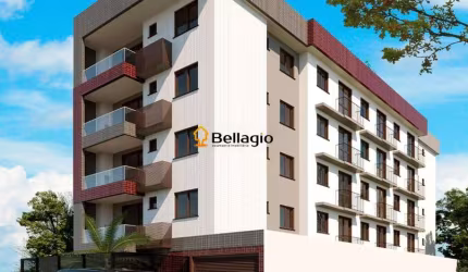 Apartamento de dois dormitórios com sacada e churrasqueira.