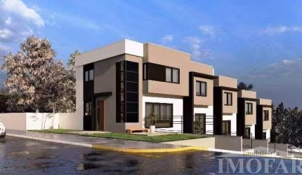 Lindos Sobrados triplex, em construção, 1º Pav. Garagem para dois carros - 2º Pav. sala de estar/jantar em conceito aberto, área de serviço, lavabo e churrasqueira - 3º Pav. dois dormitórios e um banh