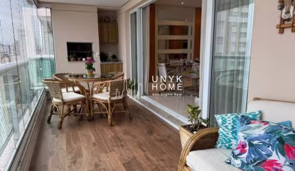 Apartamento com 3 suites e varanda gourmet mobiliado na Vila Romana
