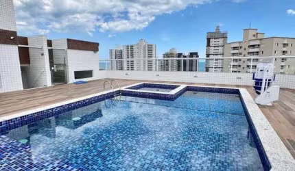 Apartamento 1 quarto, sacada ampla, piscina, na Caiçara em Praia Grande
