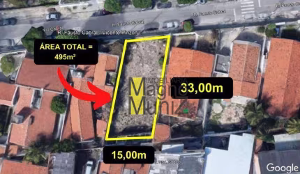 Terreno à venda medindo 495 m² por R$ 600.000 - Papicu - Fortaleza/CE