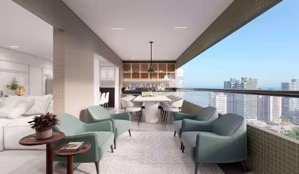 Apartamento em Praia Grande, Canto do Forte com 3 suítes, 2 vagas, 154m²