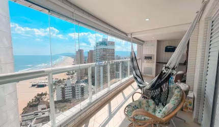 Apartamento à venda em Praia Grande, 3 dormitórios, Vista Mar e Mobiliado
