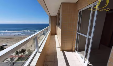 Apto com 2 dormitórios, sendo 1 suíte, com varanda , predio frente mar, 82 m² - Jardim Real - Praia Grande/SP