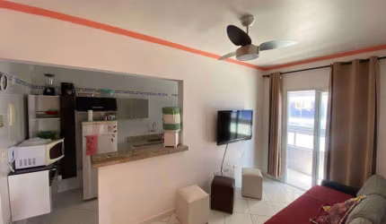 Apartamento de 1 dormitório com varanda gourmet, lazer completo,  no Caiçara em Praia Grande SP.