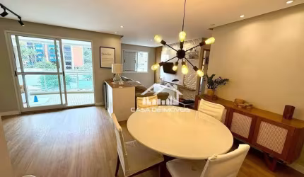 Vende apartamento mobiliado de 78m², com 2 dormitórios, 1 suíte, 2 vagas e lazer.