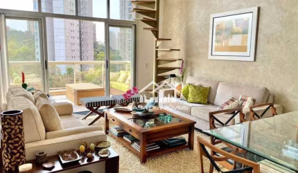 Vende apartamento com pé direito duplo, 2 suítes, 3 vagas, lazer completo com bosque privativo, no Panamby